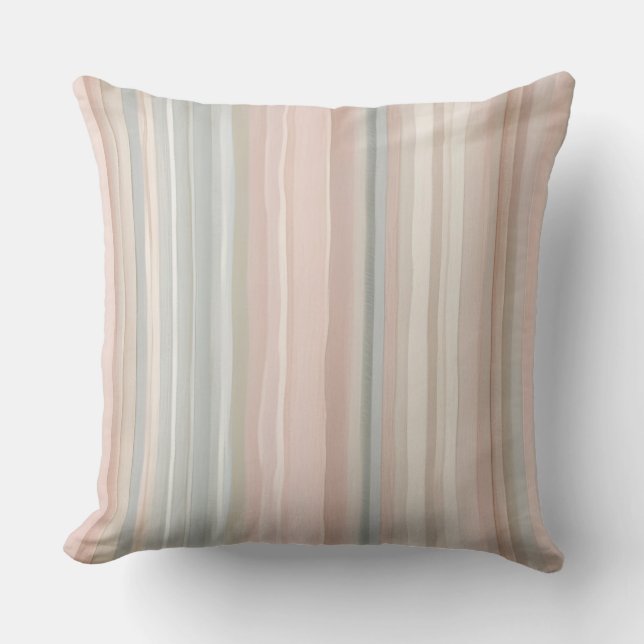 Almofada Girly Pink and Mint Modern Coastal Stripe (Frente)