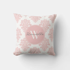 Almofada Girly Pink Damask Monograma