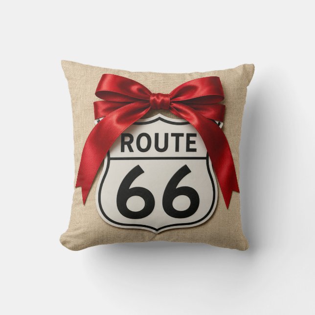 Almofada Girly Route 66 Arco de Fita Vermelha Esté (Frente)