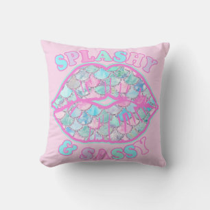 Almofada Girly Splashy e Sassy Turquoise Rosa Sassy Kiss