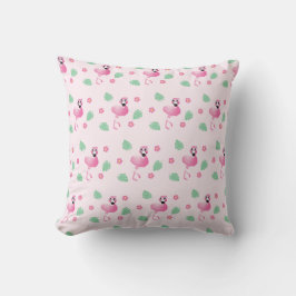 Almofada Girly Tropical Flamingo Flowers Pink