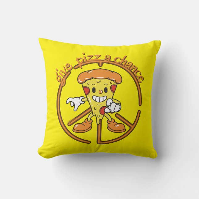 Almofada GIVE PIZZA A CHANCE funny pizza pun gift idea      (Frente)