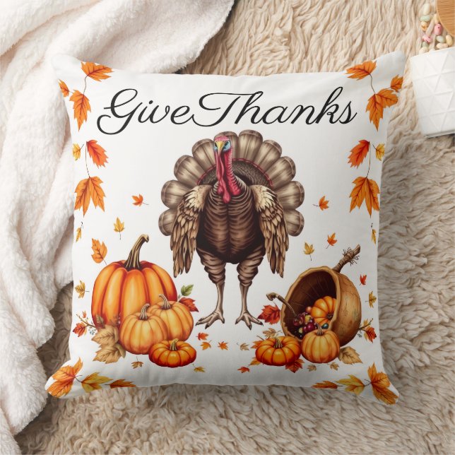 Almofada "Give Thanks" Autumn Harvest Throw Pillow (Cobertor)