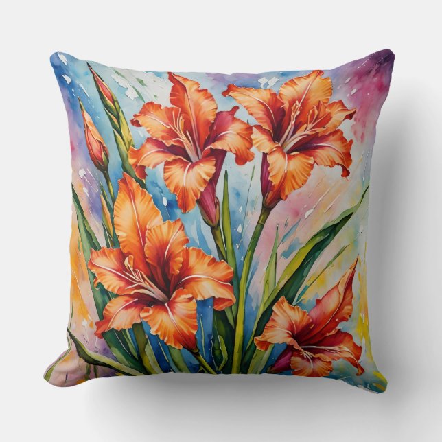 Almofada Gladiolus, Gladiolus, Mês de Nascimento de Agosto. (Frente)