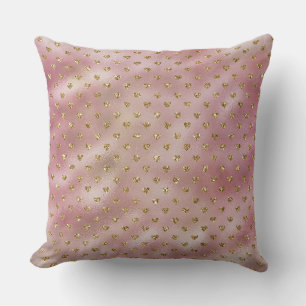 Almofada Glam Dourado Cor-de-rosa Corações Luminosas Dourad