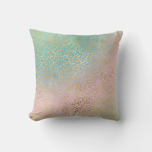 Almofada Glam Dourado Leopardo Imprime Aqua Rosa Tie Tye
