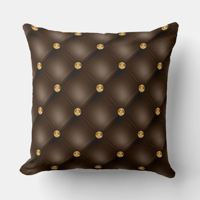 Almofada Glam Elegante Triturado Dourado Chocolate Castanho (Frente)