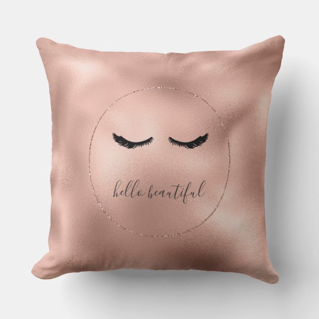 Almofada Glam Gliltz Rosa Dourado Eyelashes (Frente)