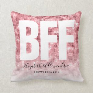 Almofada Glam Moderno BFF Besties Girly Pink Glitter Nomes