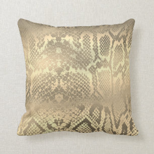 Almofada Glam Sepia Animal Dourado Python Cobra