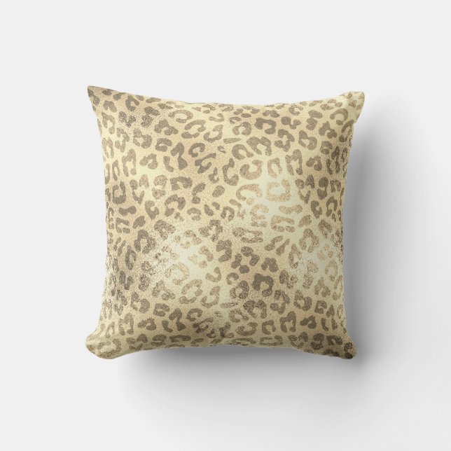 Almofada Glam Sepia Dourado Animal Lampart Skin Luxury (Frente)