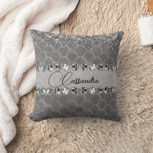 Almofada Glam Silver Glittery Diamond Bling (Cobertor)