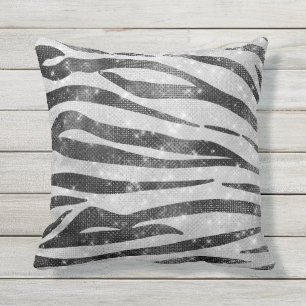 Almofada Glamorous Black White Glitter Zebra Strike