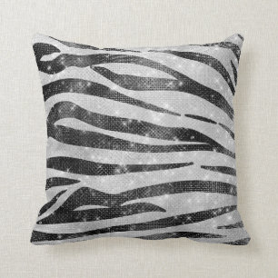 Almofada Glamorous Black White Glitter Zebra Strike