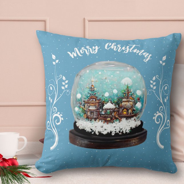 Almofada Glass Snowball Winter Village Snowflakes Azul (Criador carregado)