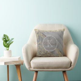Almofada Glitérico Dourado Mandala Monograma