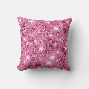 Almofada Glitter de Sequência de Estrelas Rosa Quente