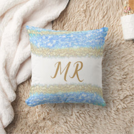 Almofada glitter dourado azul glitter glitter nome monogram