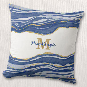 Almofada Glitter Dourado de Agato Azul de Monograma