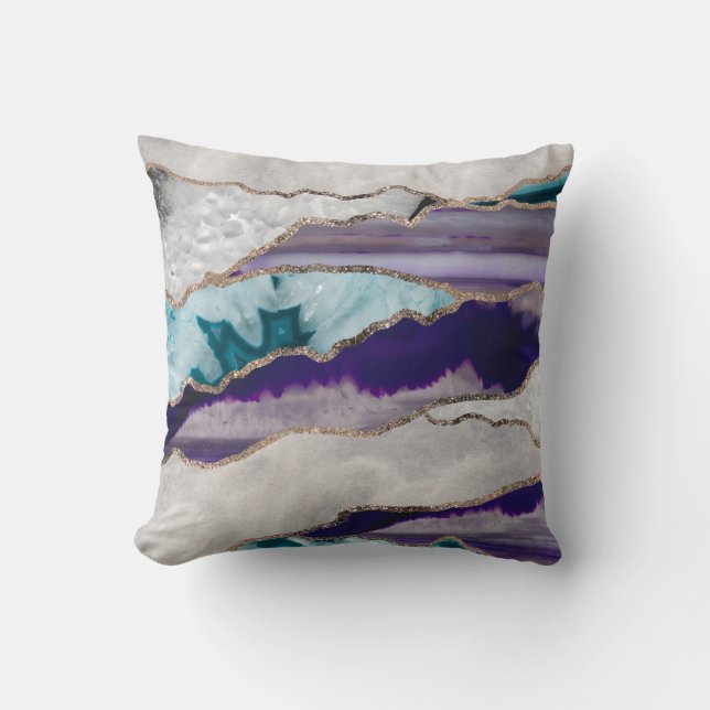 Almofada Glitter Dourado de Agato de Tinta #2 (Glitter Faux (Frente)