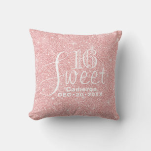 Almofada Glitter e Shine Sweet 16 Rosa Dourado