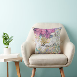 Almofada Glitter Glitter Dourado Marble da Galáxia Roxo Per