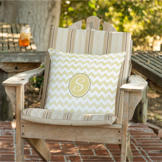 Almofada Glitter Grunge Chevron Amarelo Com Monograma (Cadeira)