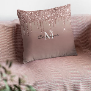 Almofada Glitter metálico cor-de-rosa com gota Dourada de