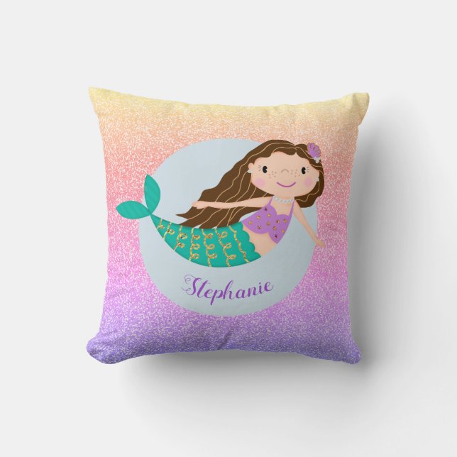 Almofada Glitter Sereia Bastante Personalizado (Frente)