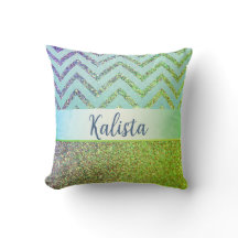 Glittery Green and Purple Chevron Personalizado