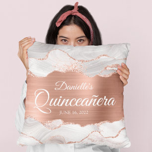Almofada Glittery Rose Gold e Quinceañera de Ágata Branca