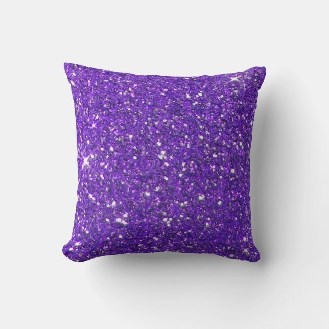 Almofada Glitz Sparkling do brilho do roxo na moda (Frente)