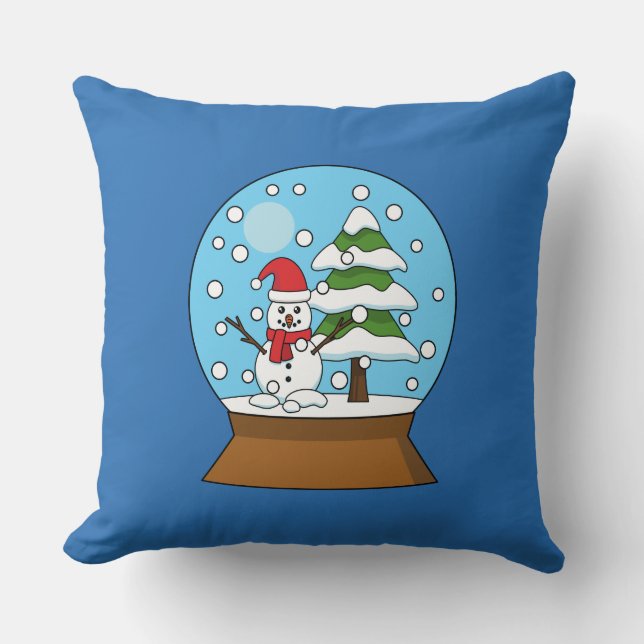 Almofada Globo de Neve com Snowman e Pine Tree (Frente)