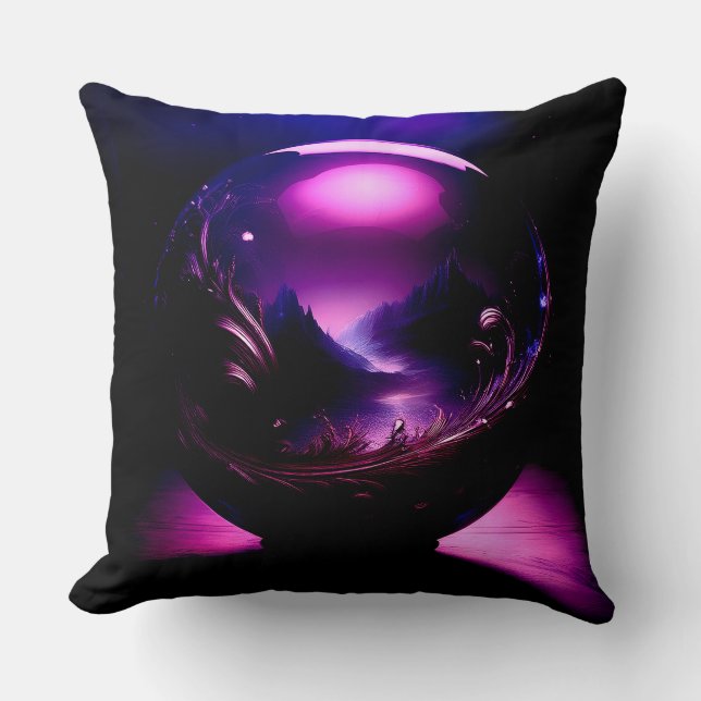 Almofada Globo Puro Transparente com Paisagem Montanhosa (Frente)