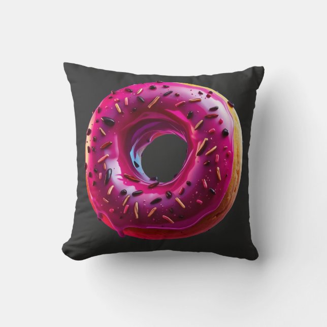 Almofada Glossy Pink Donut with Dark Sprinkles (Frente)