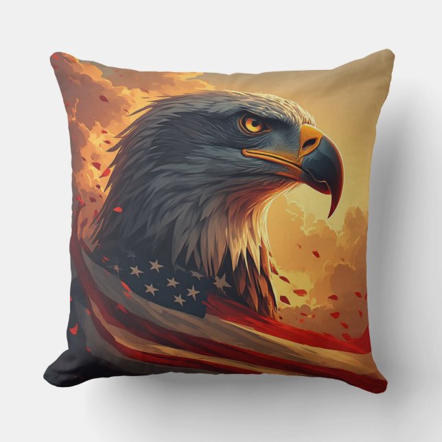 Almofada Glowing Flag Patriotic Eagle USA Pride (Frente)