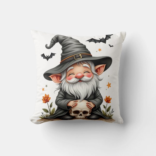 Almofada Gnome de Halloween com Caveira (Frente)