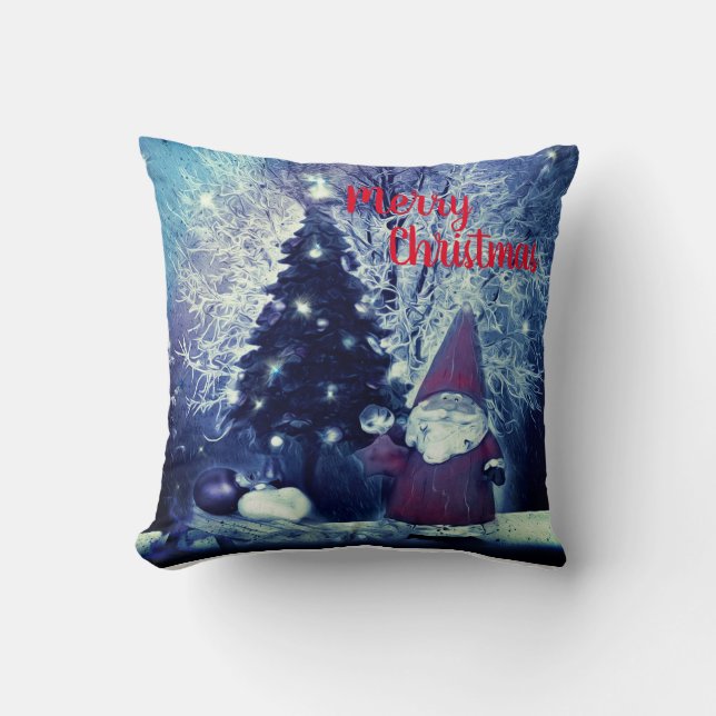 Almofada Gnome de Natal e Árvore de Natal (Frente)