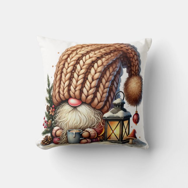 Almofada Gnome Made Eggnog Throw Pillow (Frente)