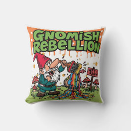 Almofada "Gnomish Rebellion" Funny Mischievous Garden Gnome