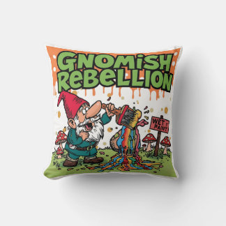 Almofada "Gnomish Rebellion" Funny Mischievous Garden Gnome