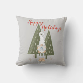 Almofada Gnomo da Floresta de Natal Feliz Natal Cinza