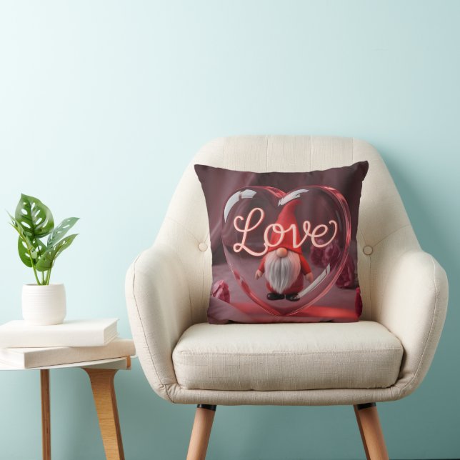 Almofada Gnomo Romântico em Exposição de Coração com "Amor" (Cadeira)