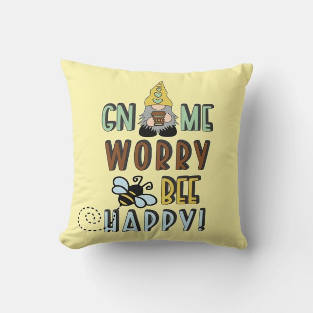 Almofada Gnomo Worry Bee Happy! (Frente)