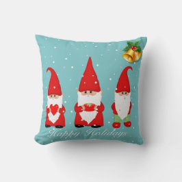 Almofada Gnomos de Natal & Sininhos em Azul Claro
