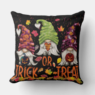 Almofada Gnomos Halloween Trick ou Tratam Folhas Caindo