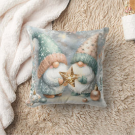 Almofada Gnomos Invernos Rosa de Decoração de Aquarela Dour