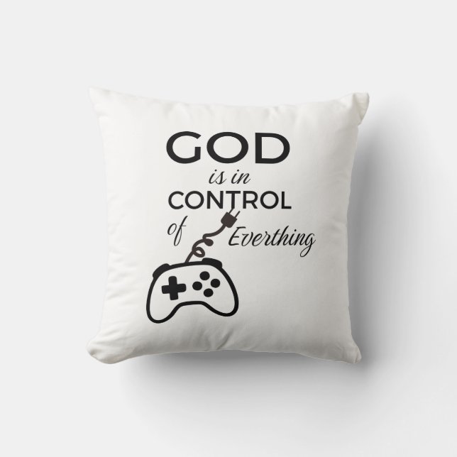 Almofada God Is In Control Christian Home Decor Throw Pillo (Frente)