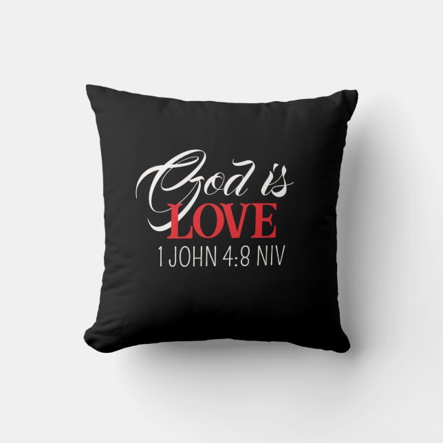 Almofada God is Love Black and Red Bible Verses Faith Name (Frente)