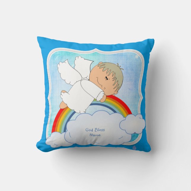 Almofada Godson Gift Cute Angel Rainbow Personalizado (Frente)